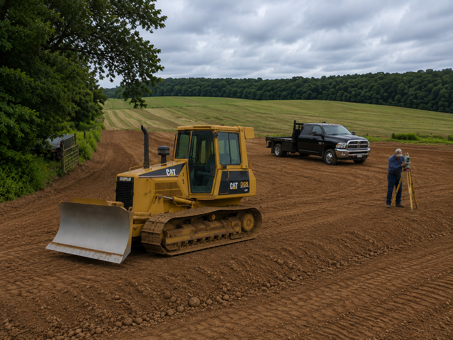 Dozer working in a field
